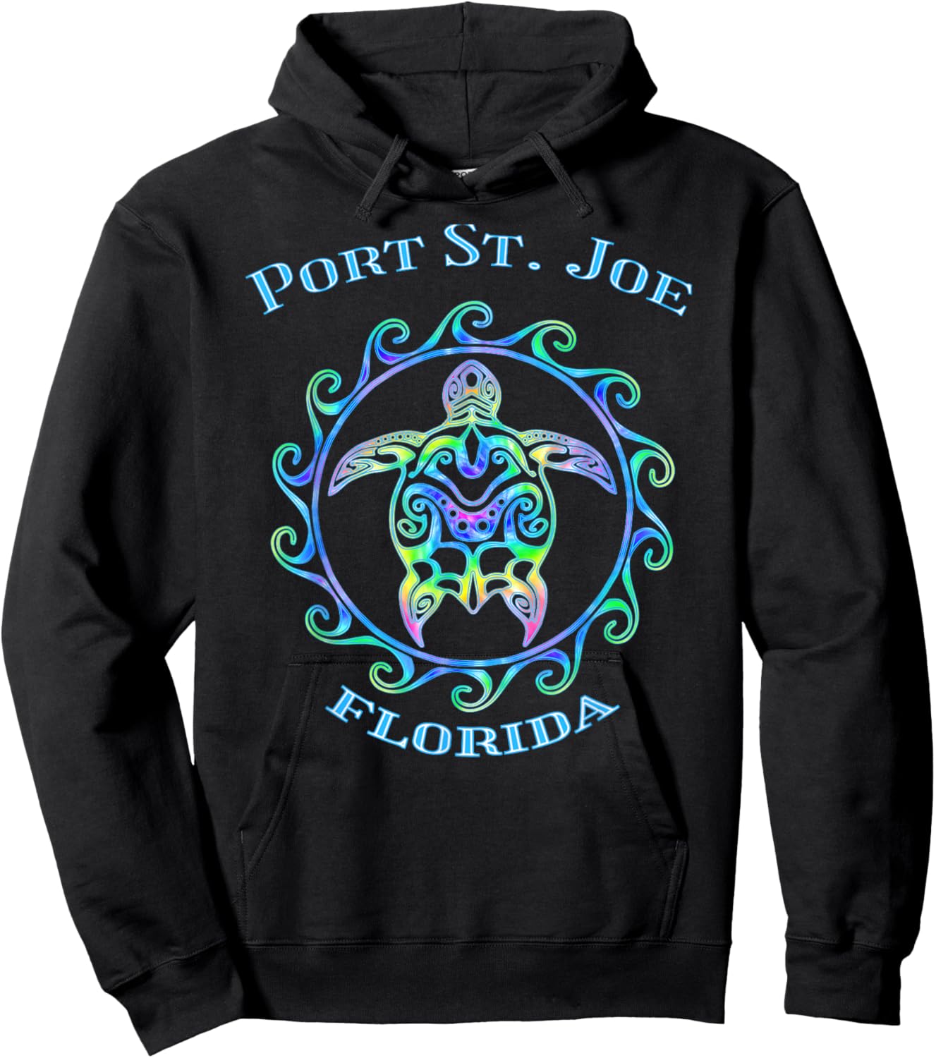 Port St. Joe Florida Vacation Colorful Turtle Hoodie - Hoodie | Black