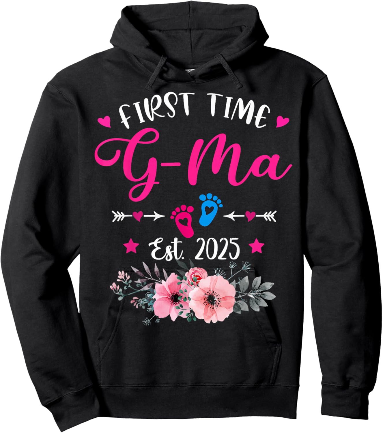 First Time G-Ma 2025 Mother's Day Soon To Be Mom Pregnancy Hoodie - Hoodie | Black
