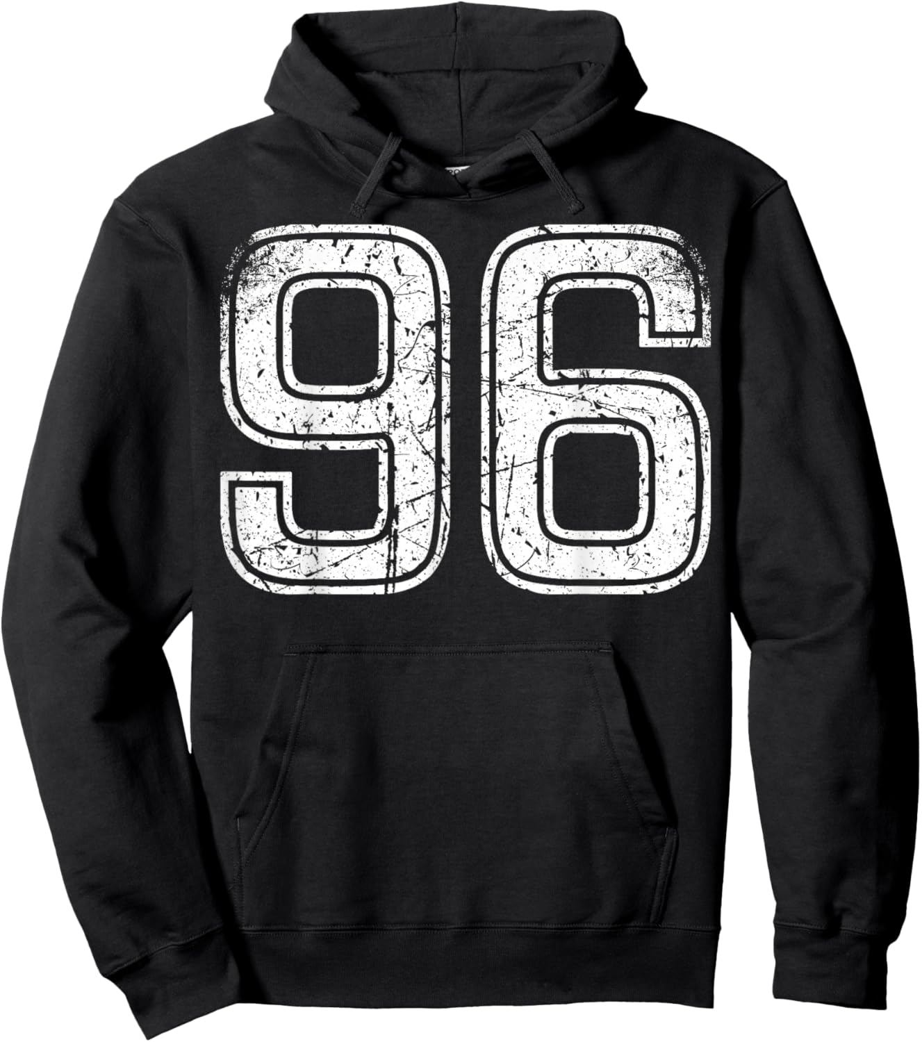 Vintage White Sport Team Number #96 Hoodie - Hoodie | Black