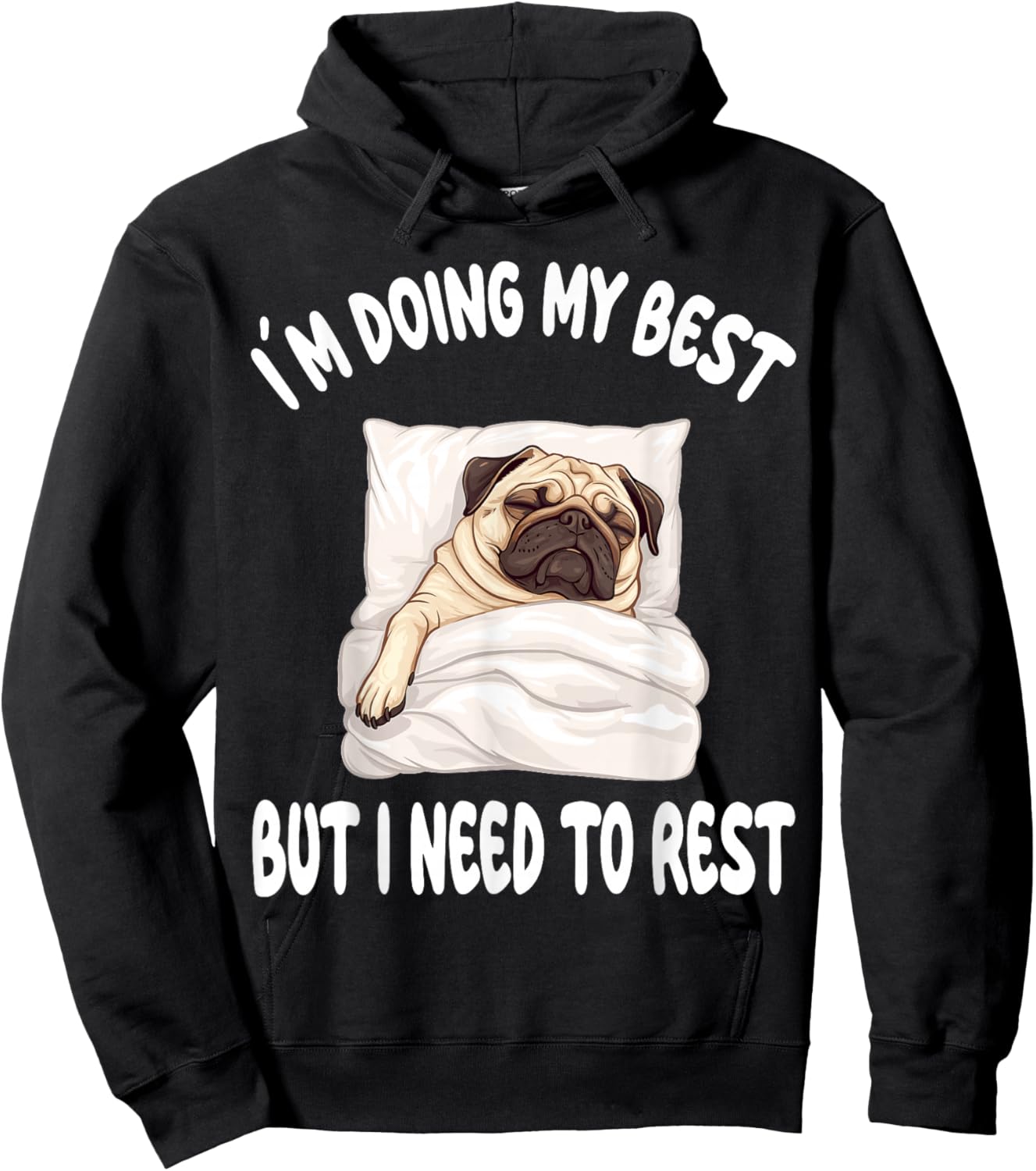 Pug Puggy Dog Pajamas Nightgown Sleeping Napping Hoodie - Hoodie | Black