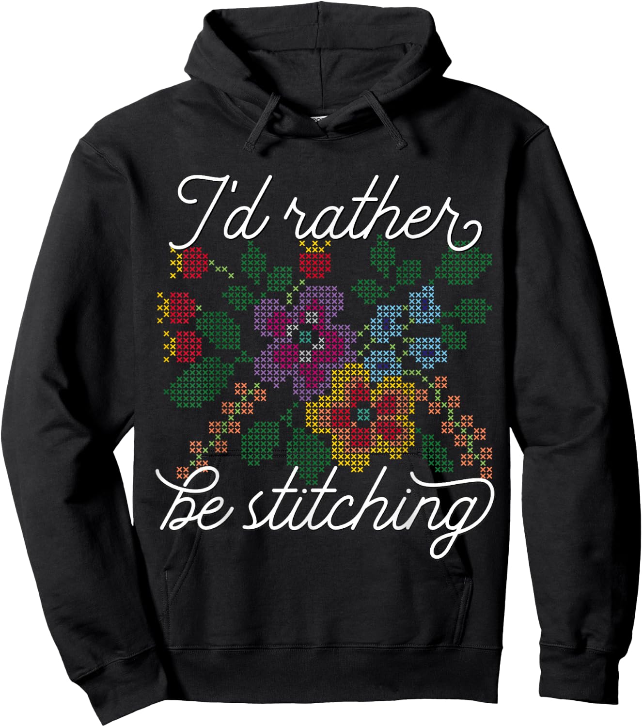 I'd Rather Be Stitching - I Love Cross Stitch Hoodie - Hoodie | Black