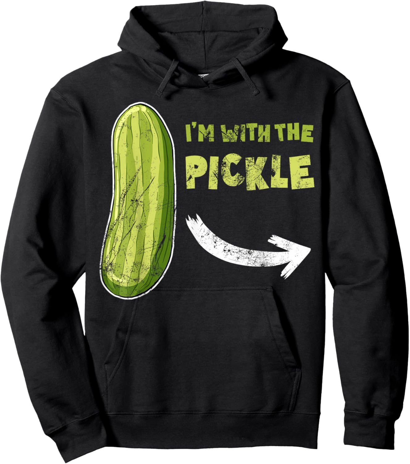 Funny Pickle 'I'm With The Pickle' Matching Halloween for Couples & Families, Black, , Short Sleeve, Cotton, Small Hoodie - Hoodie | Black
