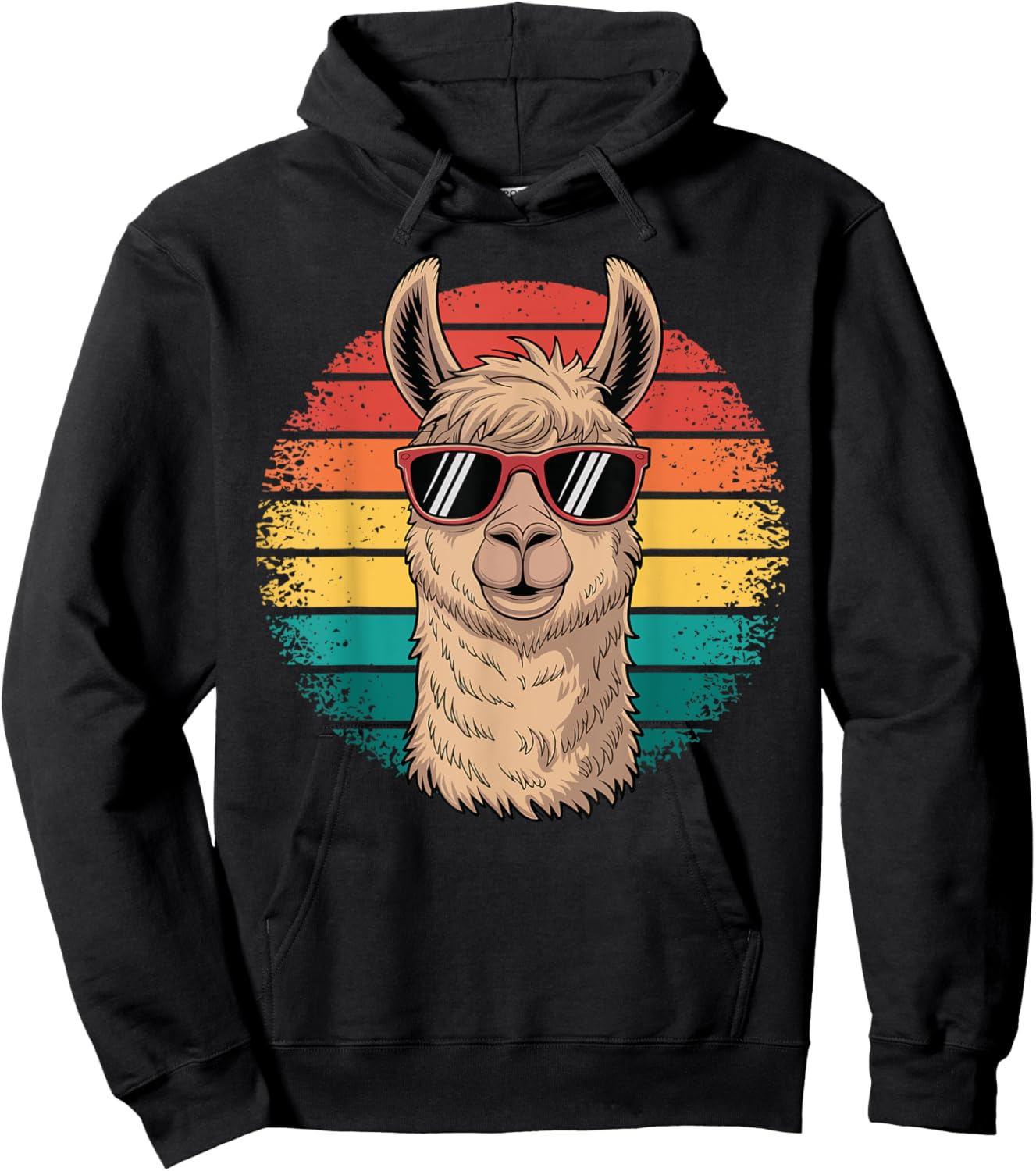 Retro Alpaca Llama Funny Comic Summer Vintage Animal Hoodie - Hoodie | Black