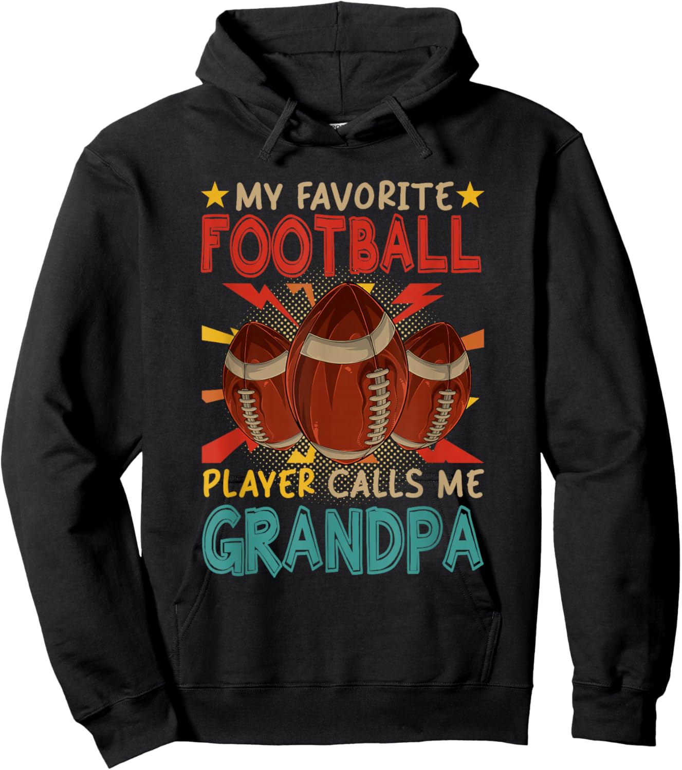 My Favorite Football Player Calls Me Grandpa Father's Day Hoodie - Hoodie | Black