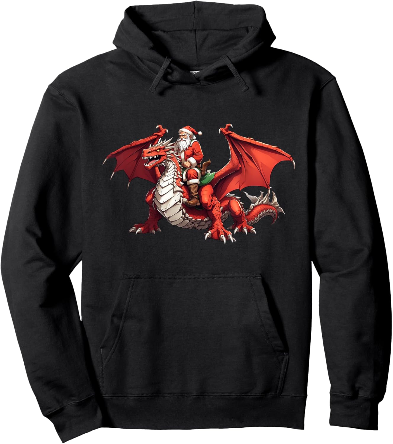 Santa Riding A Dragon For Christmas Hoodie - Hoodie | Black