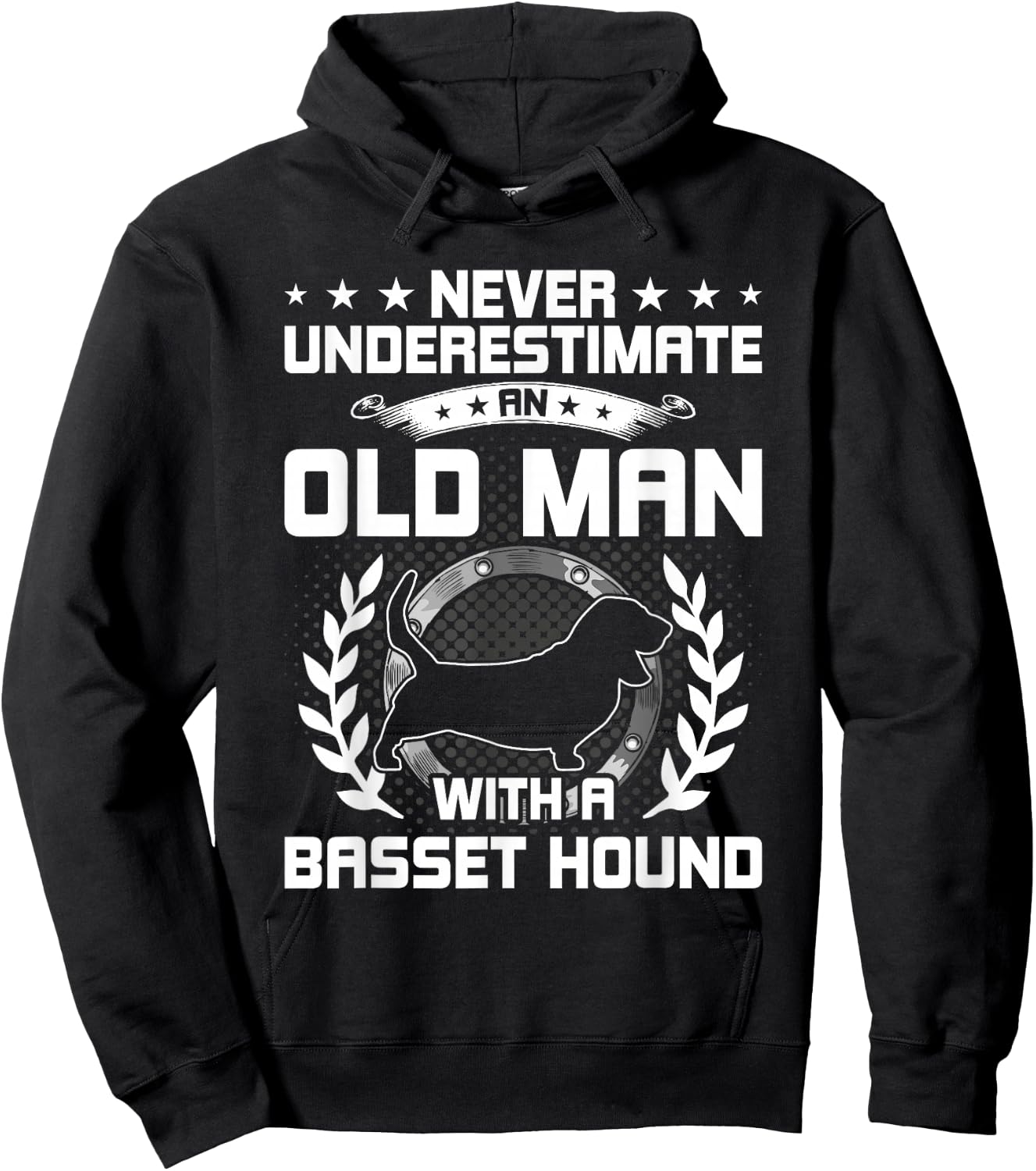Never Underestimate an Old Man with a Basset Hound Hoodie - Hoodie | Black