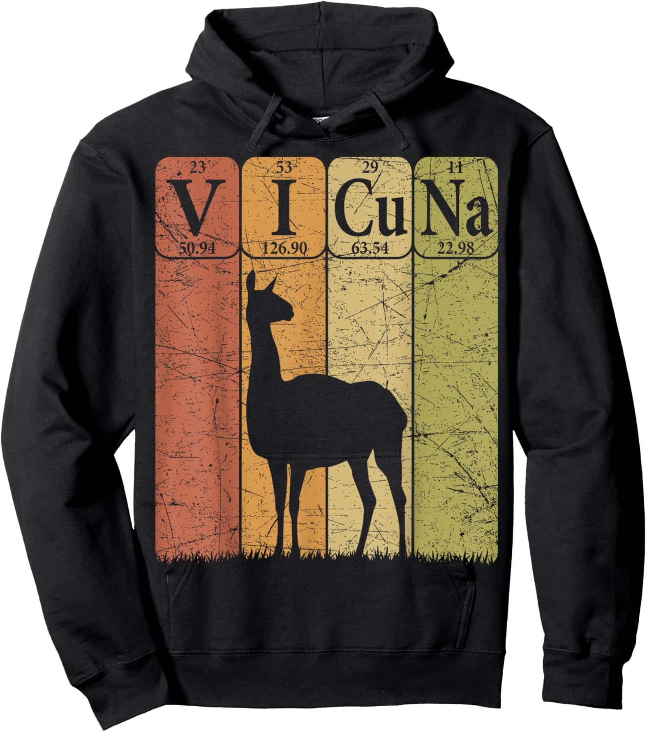 Vicuna Periodic Table Elements Vicuna Lover Camelids Retro Hoodie - Hoodie | Black