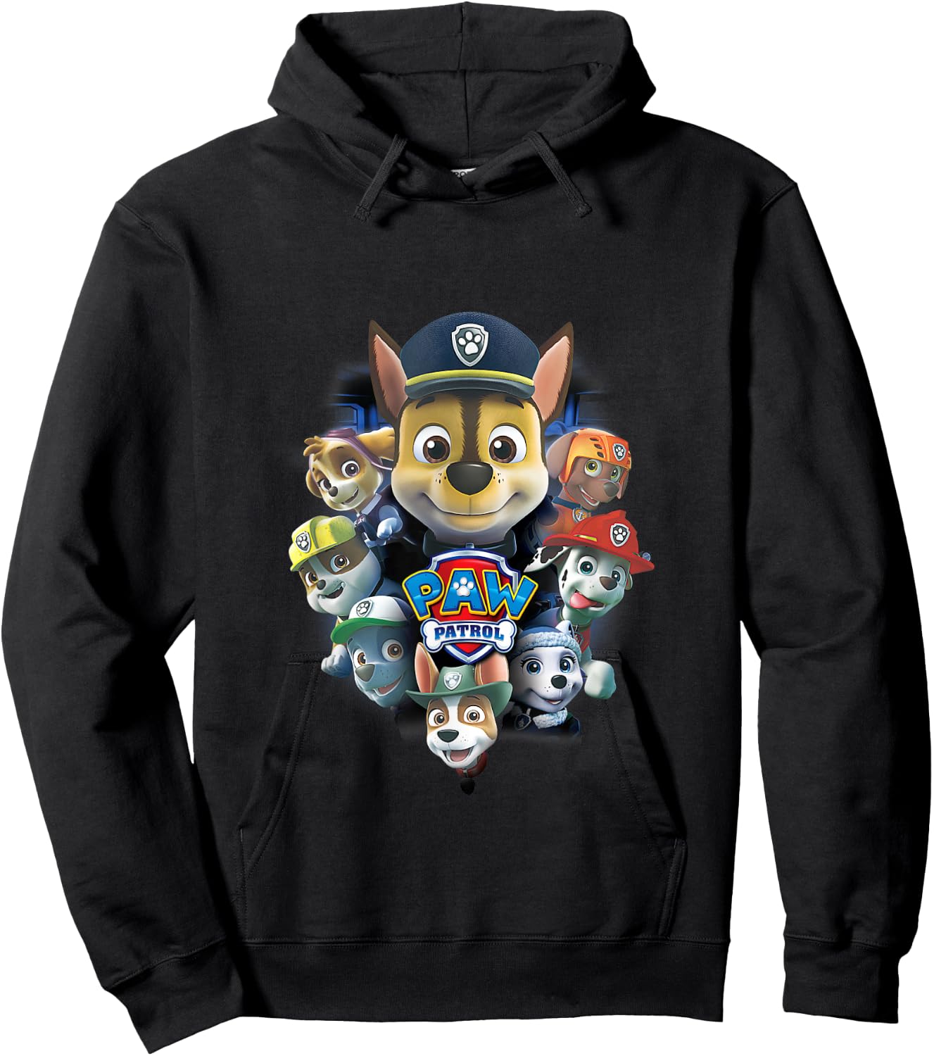 Paw Patrol Chase, Marshall, and Rubble Hoodie - Hoodie | Black