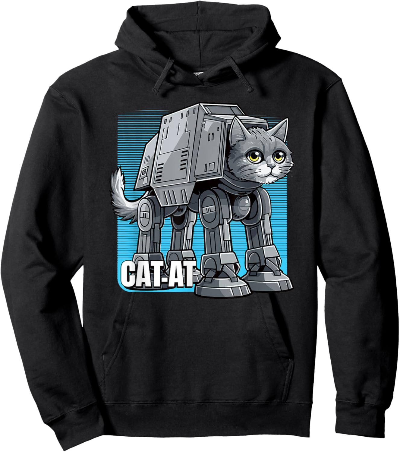 CAT-AT science fiction parody pet cat space robot sci-fi fan Men Women Hoodie - Hoodie | Black