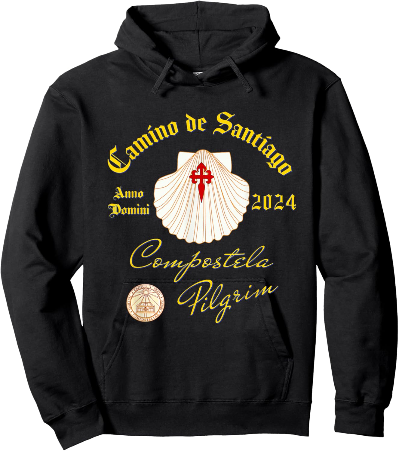Camino de Santiago Anno Domini 2024 Shell FRONT and BACK Hoodie - Hoodie | Black