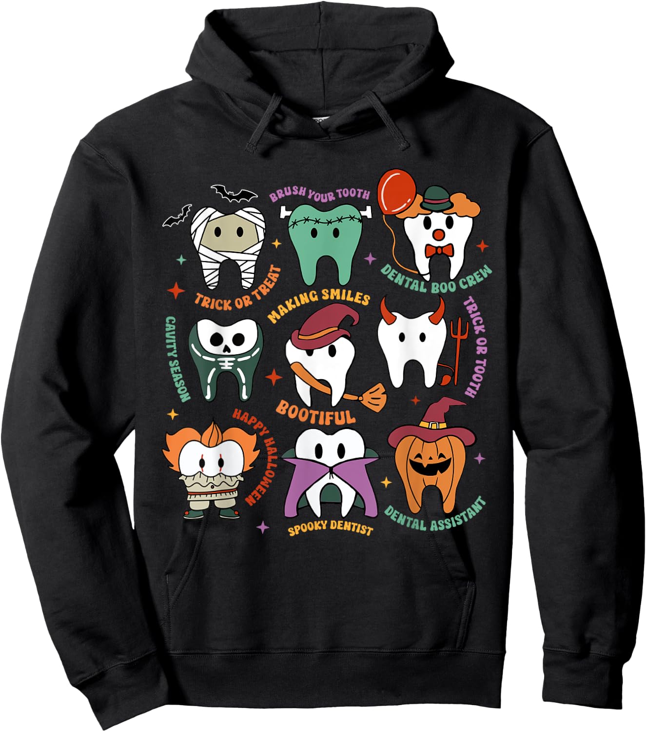 Halloween Dental Boo Crew Dentist Costume Teeth Women Men Hoodie - Hoodie | Black