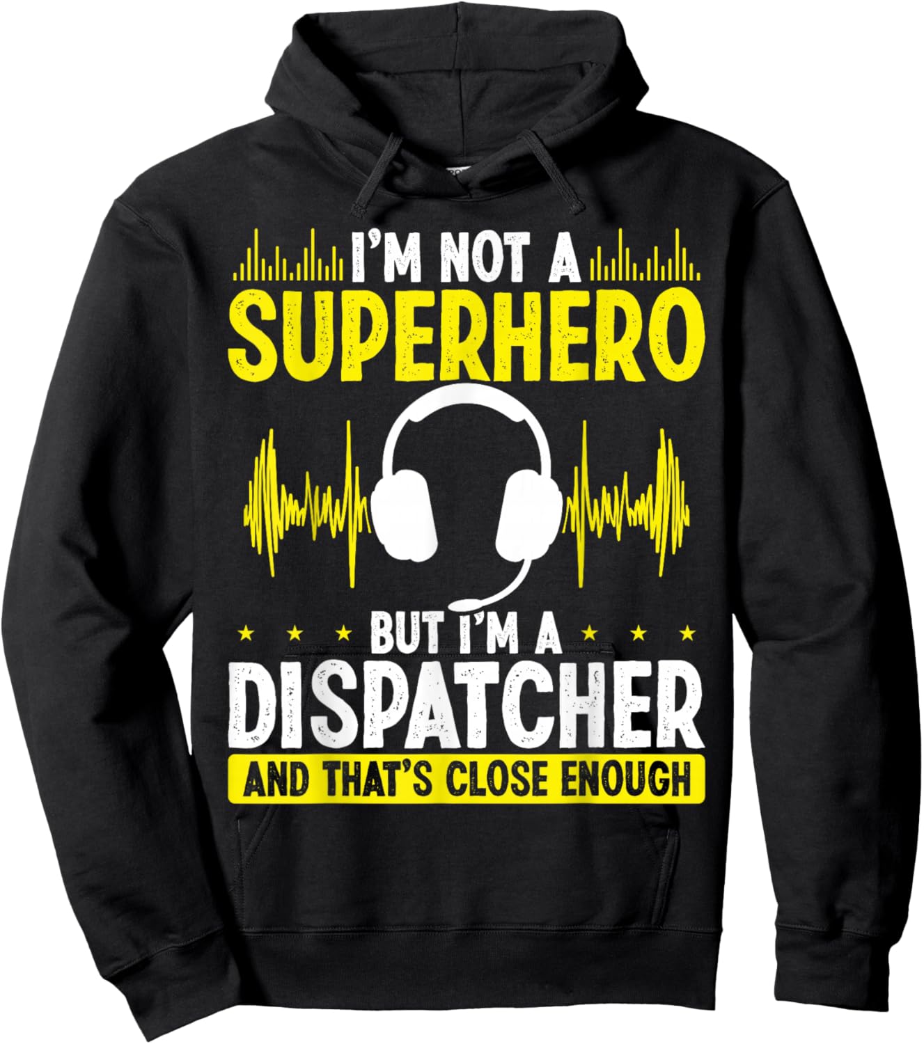 911 Fire and Police Dispatcher Gold Line Superhero Operator Hoodie - Hoodie | Black