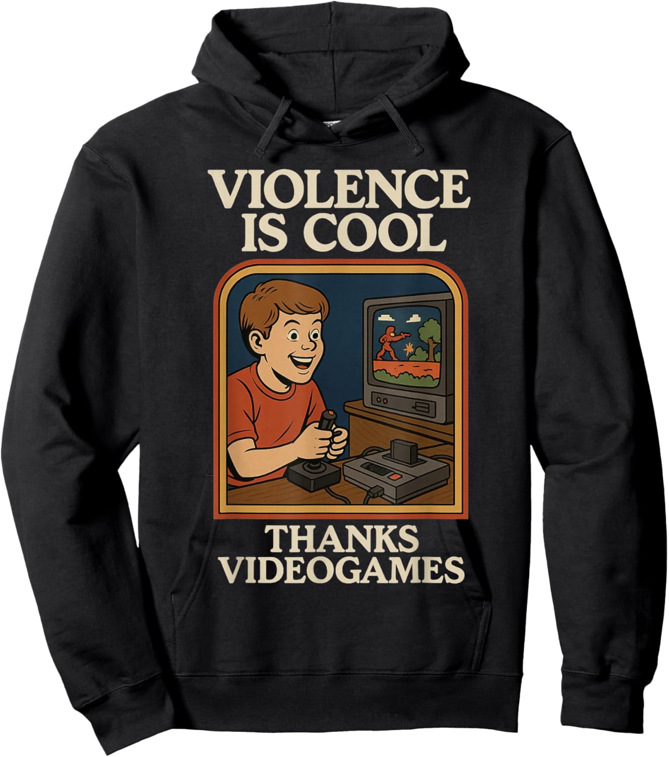 Violence Is Cool Thanks Video Games Retro Style Funny Hoodie - Hoodie | Black