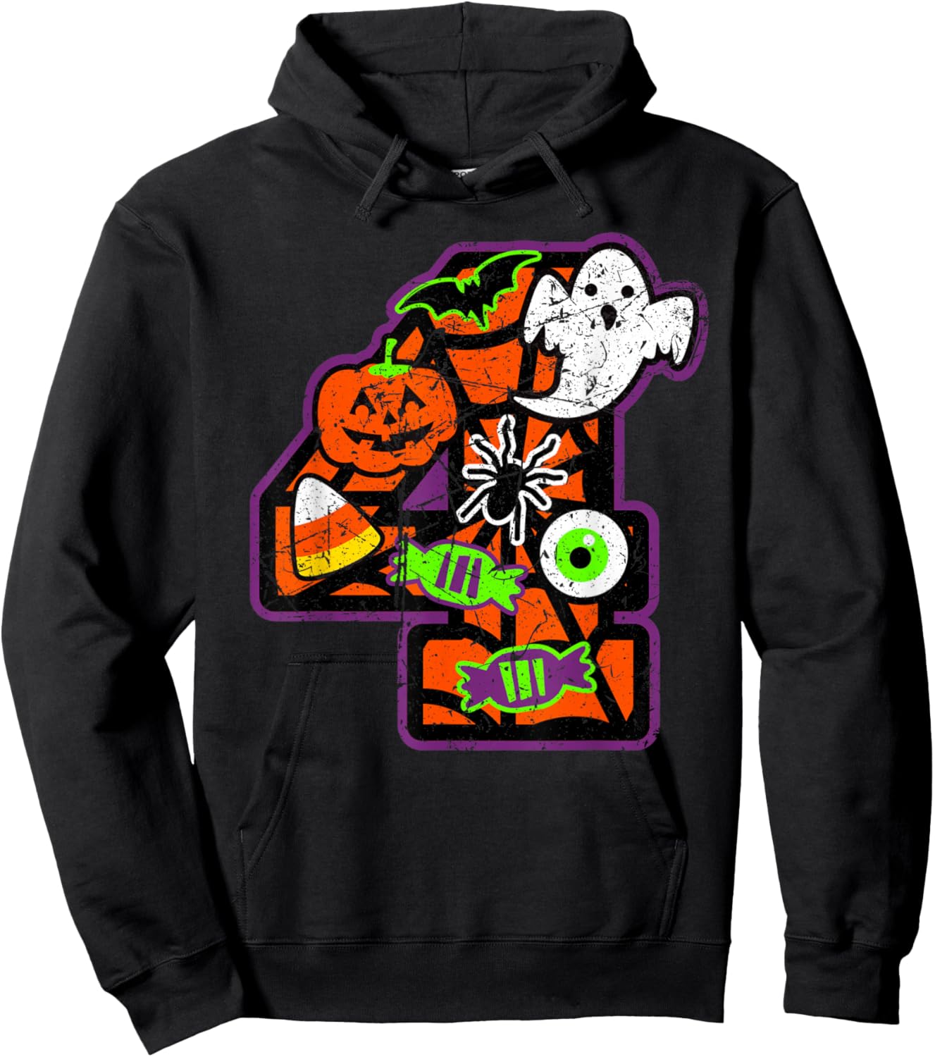 Bruh It's My 4th Birthday Halloween 4 Year Old Ghost Funny Hoodie - Hoodie | Black
