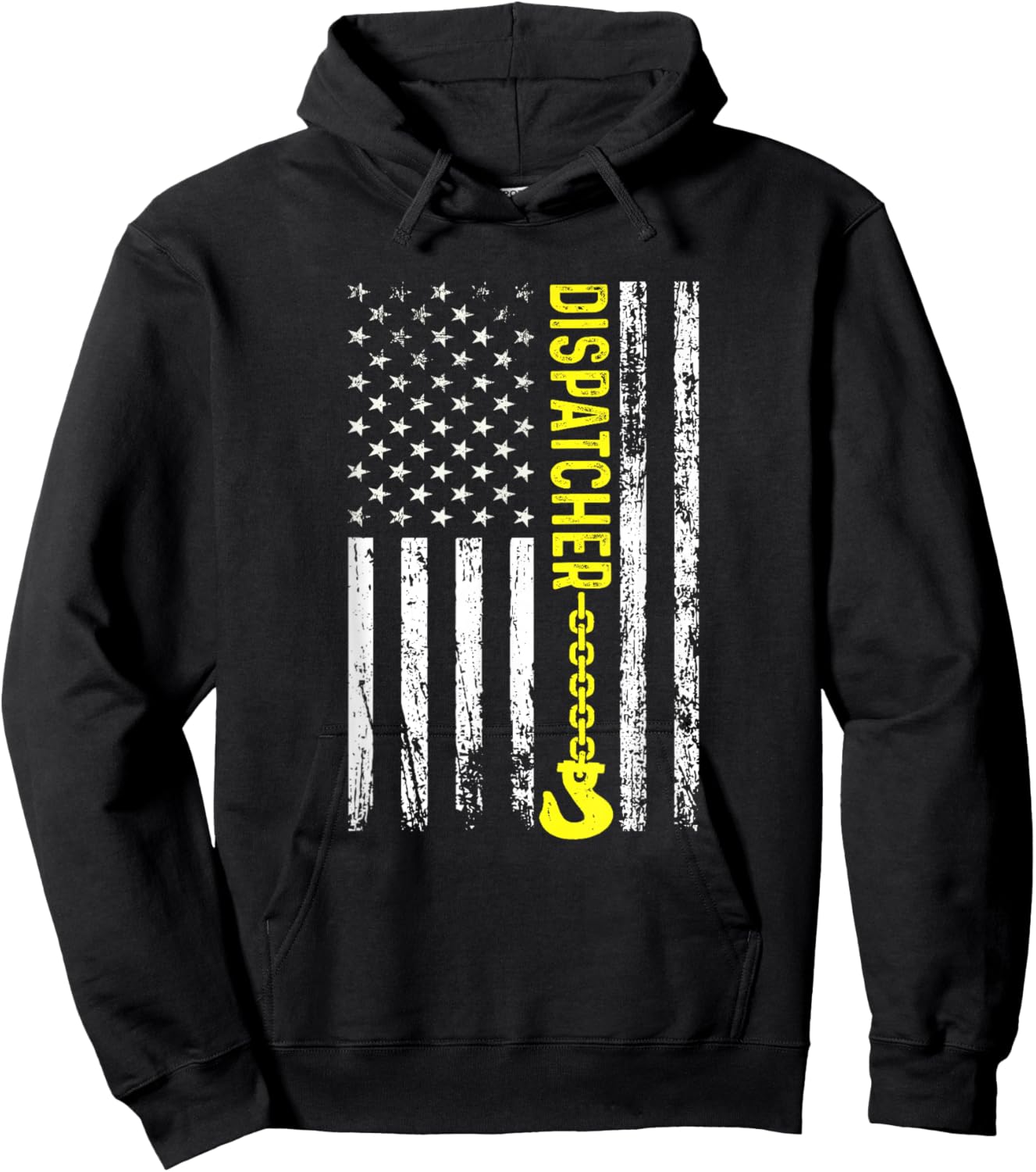 Tow Truck Dispatcher USA Flag Thin Yellow Line Hoodie - Hoodie | Black