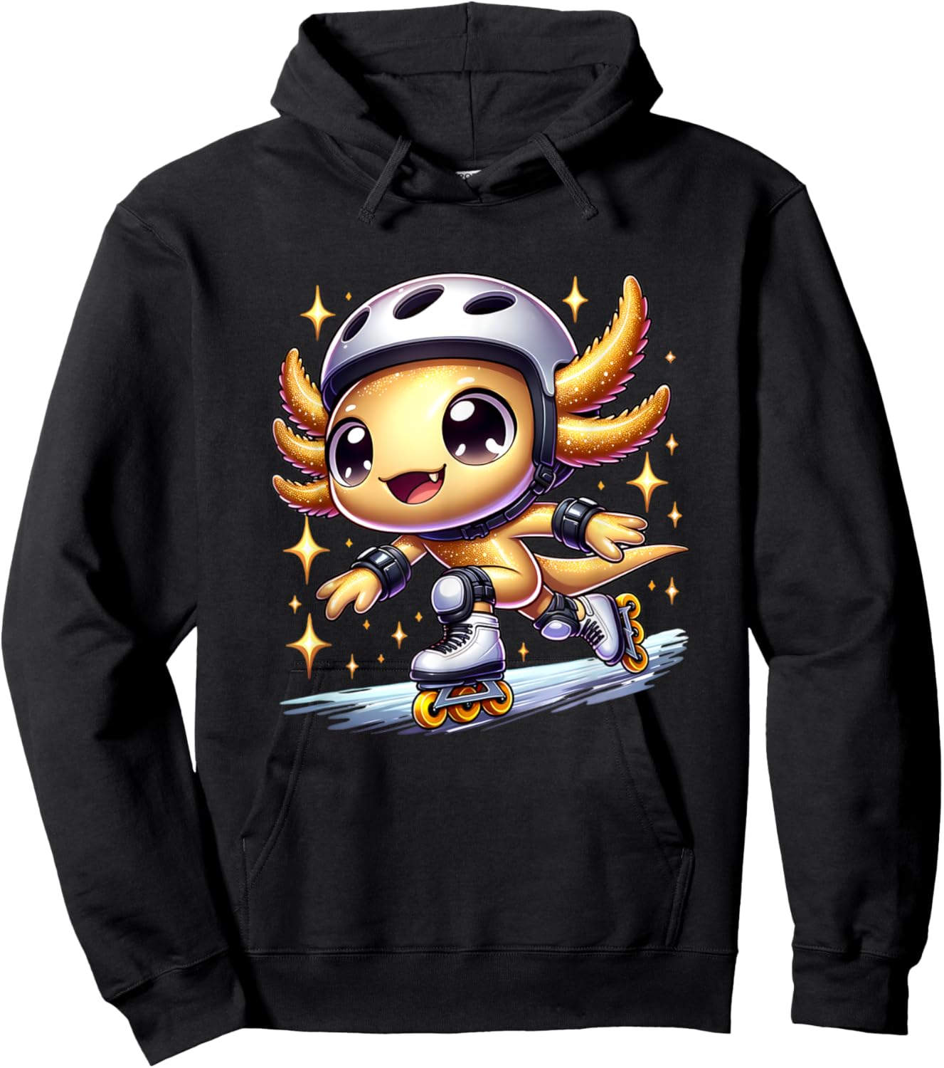 Funny Axolotl Rollerblade roller skater roller skate funny Hoodie - Hoodie | Black