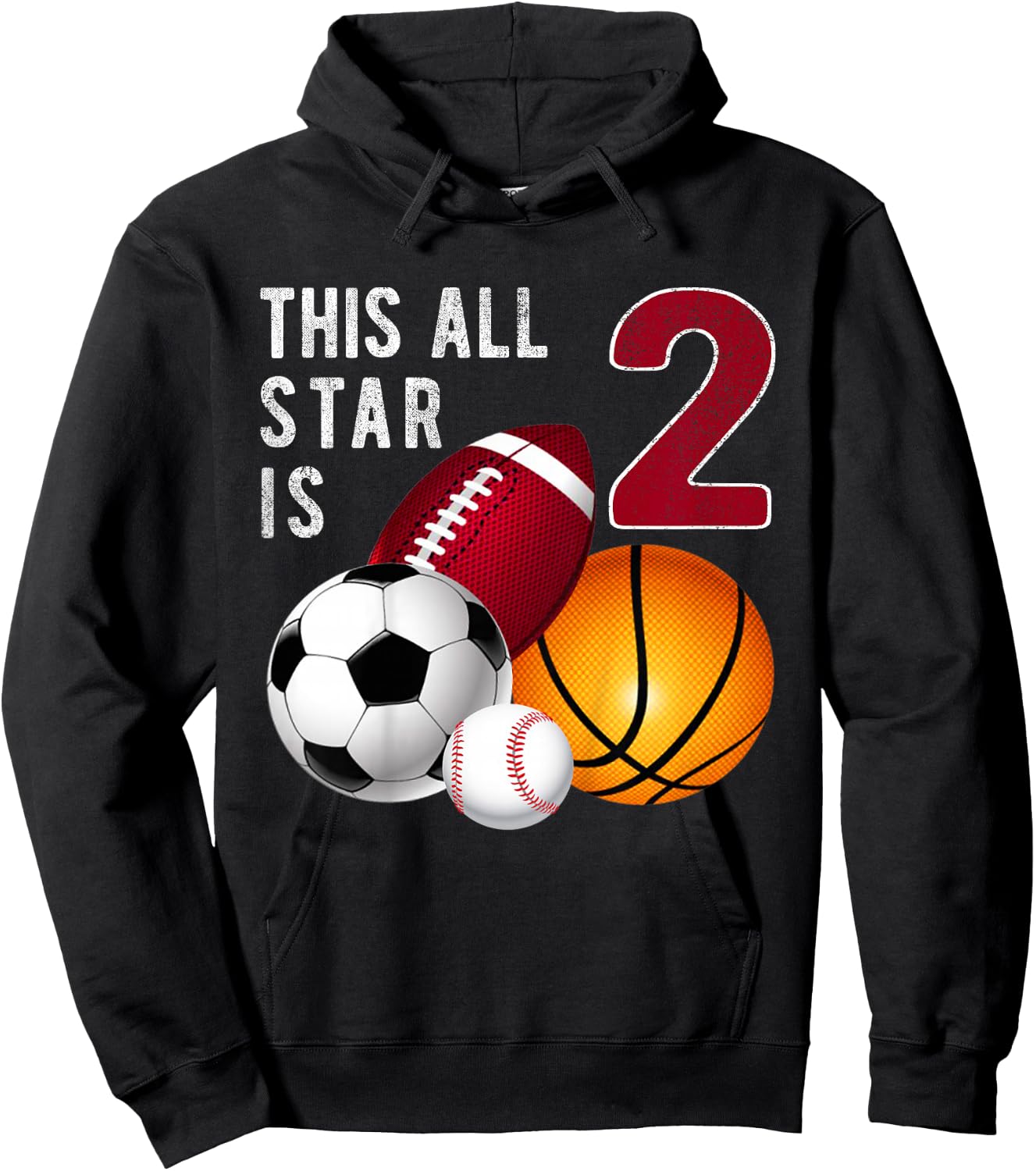 This All Star is 2 Years Old Gift Kids Birthday Hoodie - Hoodie | Black