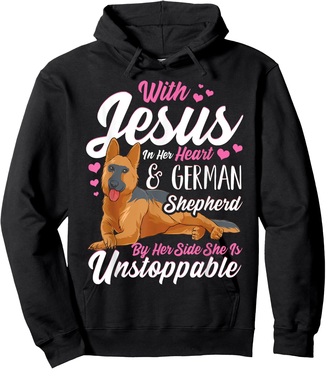 German Shepherd Shirts With Jesus In Her Heart Hoodie - Hoodie | Black