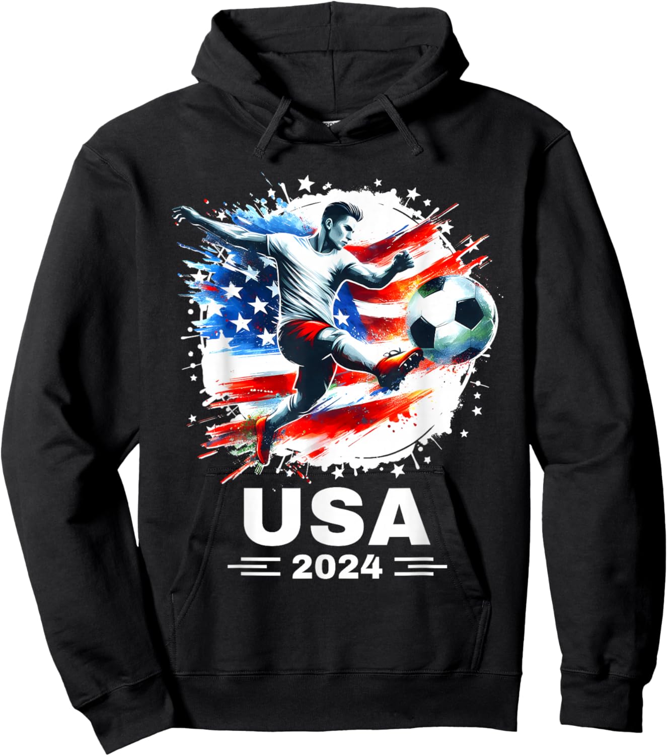 American Flag Soccer Shirt Boys Men Women Girls Soccer 2024 Hoodie - Hoodie | Black
