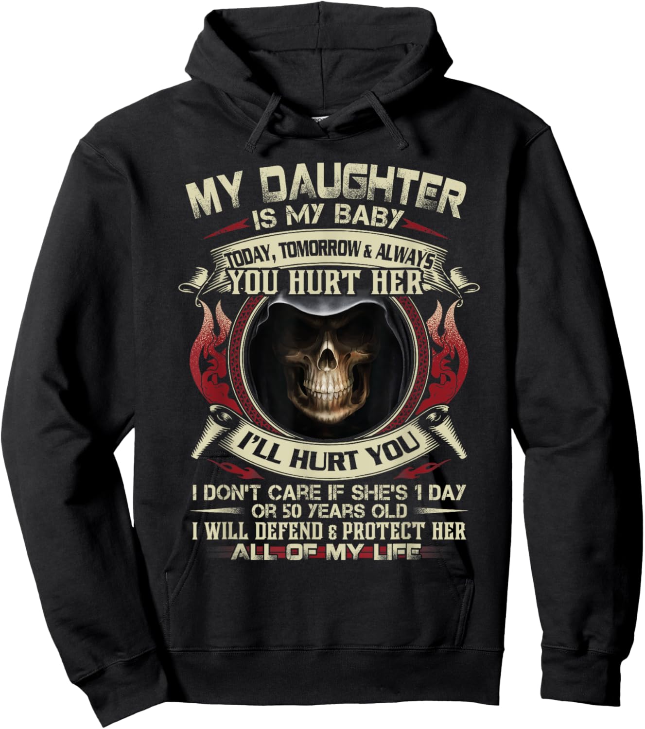 Badass Dad Shirt My Daughter Dating Hurt Her Protect Defend Hoodie - Hoodie | Black