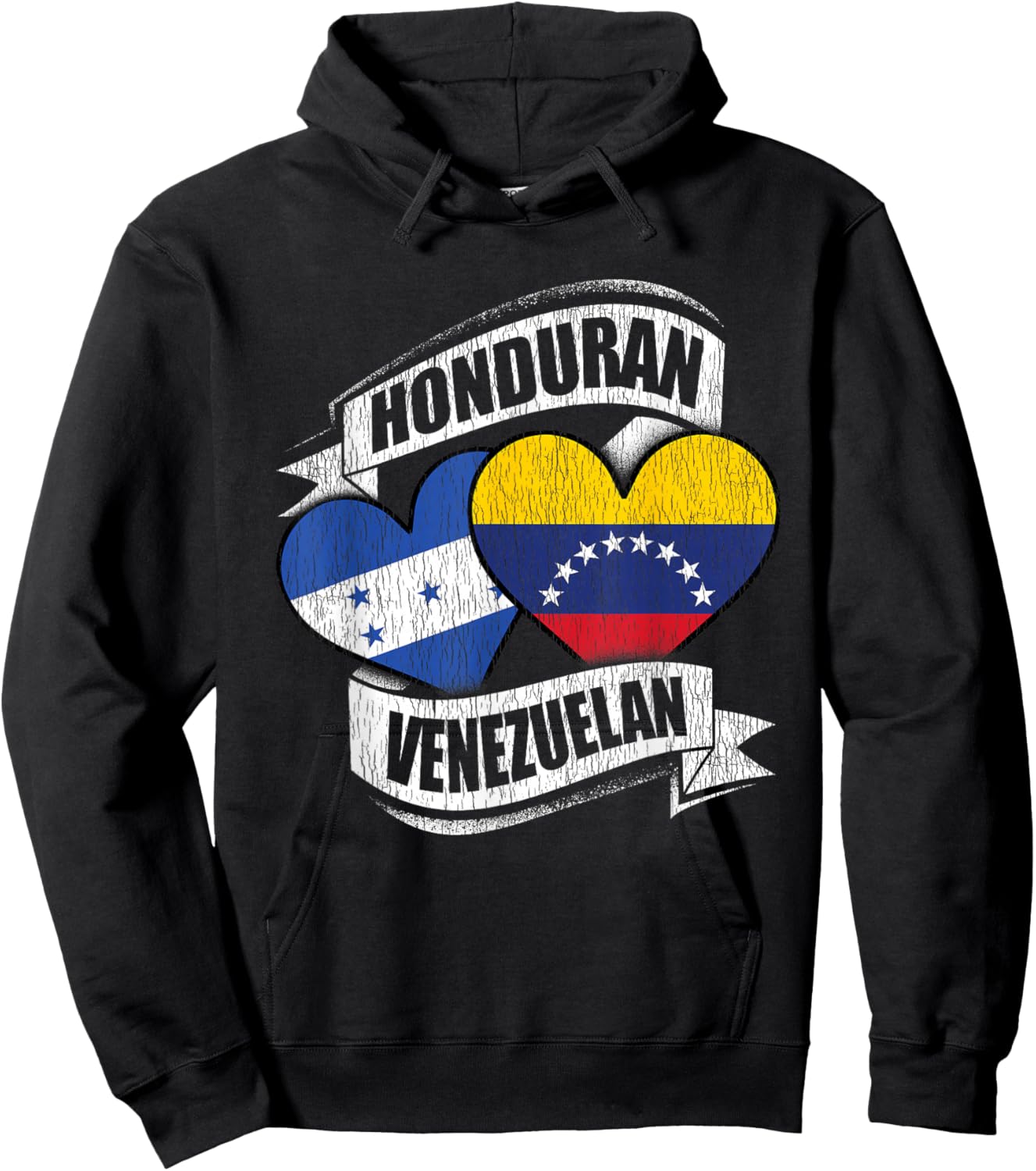 Honduran Venezuelan Hearts Honduras Venezuela Flags Hoodie - Hoodie | Black