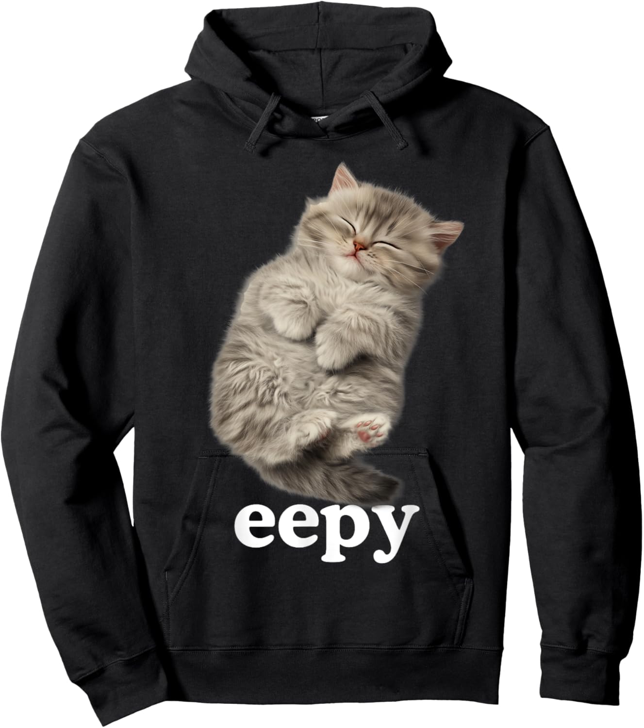 Eepy Cat, Silly Sleepy Cat Meme Cute Fluffy cat Lovers Men Women Kids Hoodie - Hoodie | Black