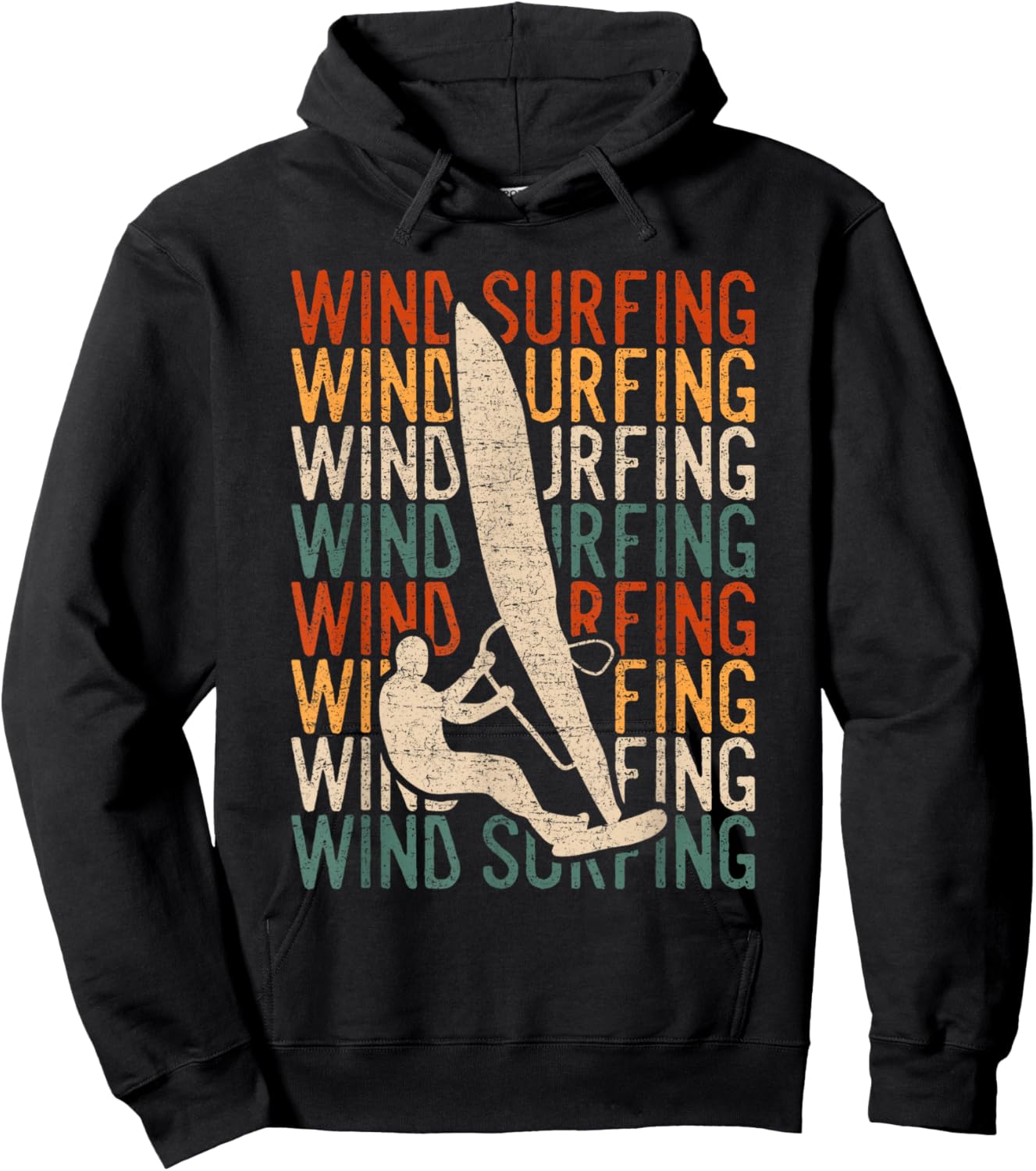 Wind Surfing Retro Vintage Surf Kitesurfing Windsurfing Hoodie - Hoodie | Black