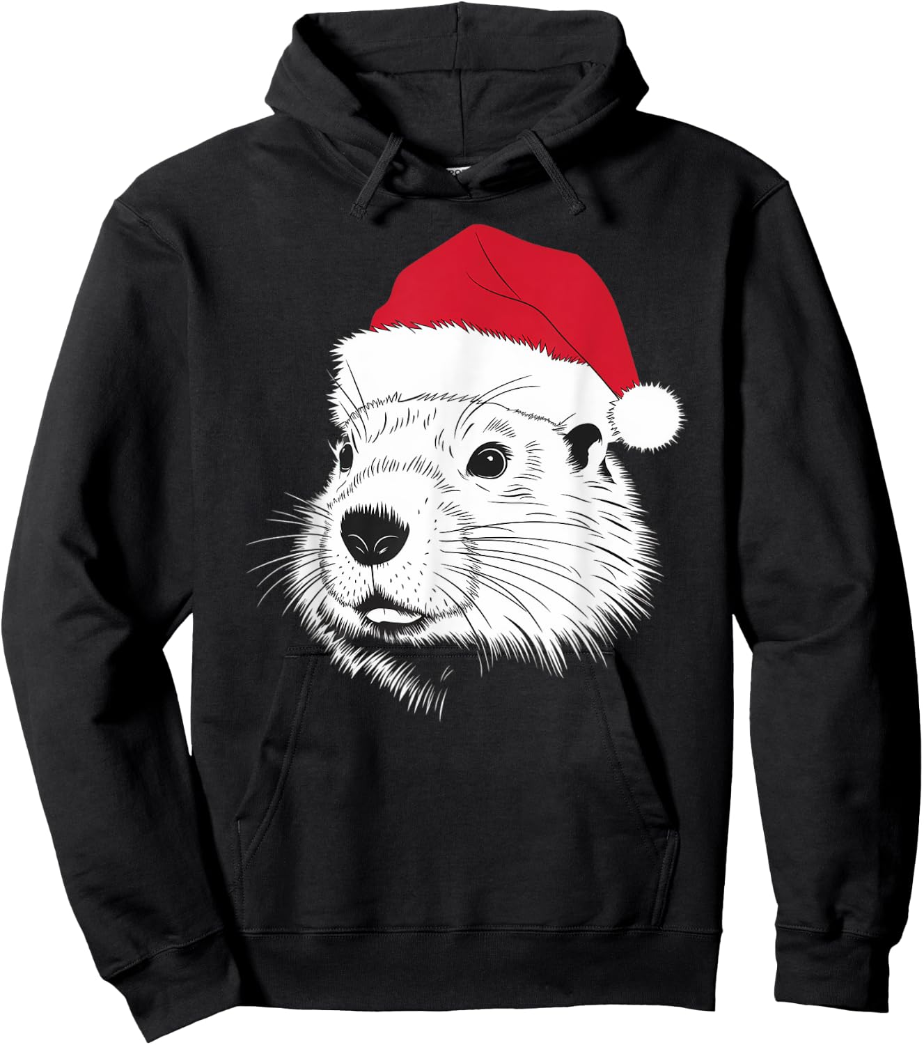 Joyful Groundhog Santa on Groundhog Christmas Hoodie - Hoodie | Black