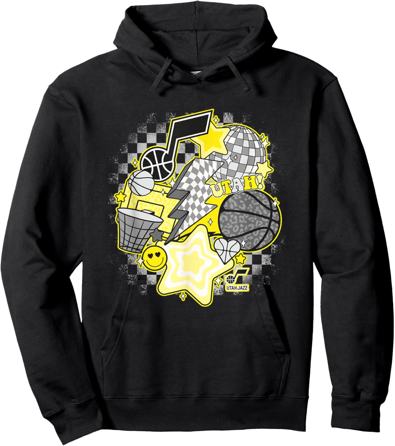 NBA Utah Jazz Psychedelic Basketball Collage Hoodie - Hoodie | Black