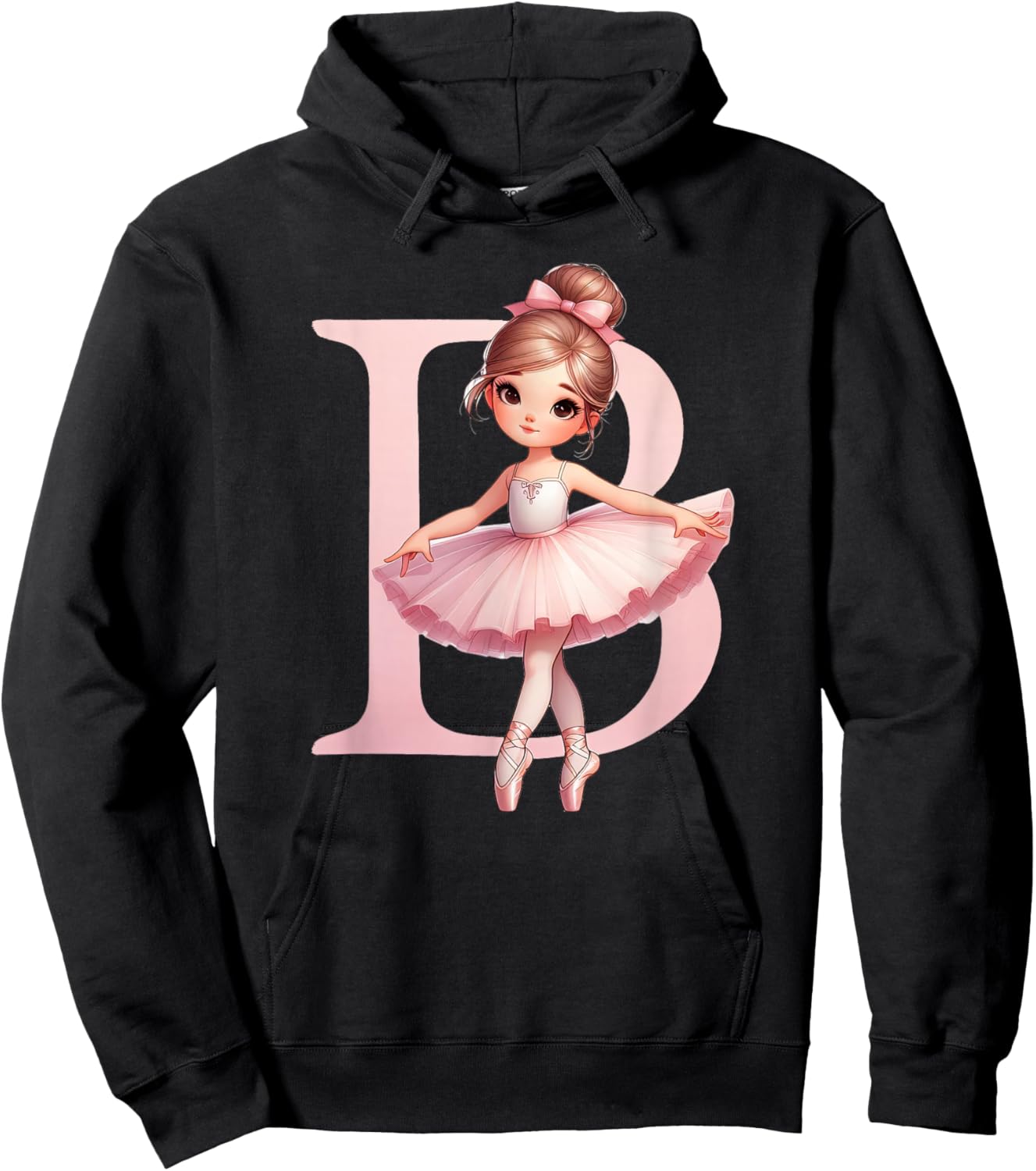 Ballerina Girl Dancing Name First Letter B Girly Tutu Ballet Hoodie - Hoodie | Black