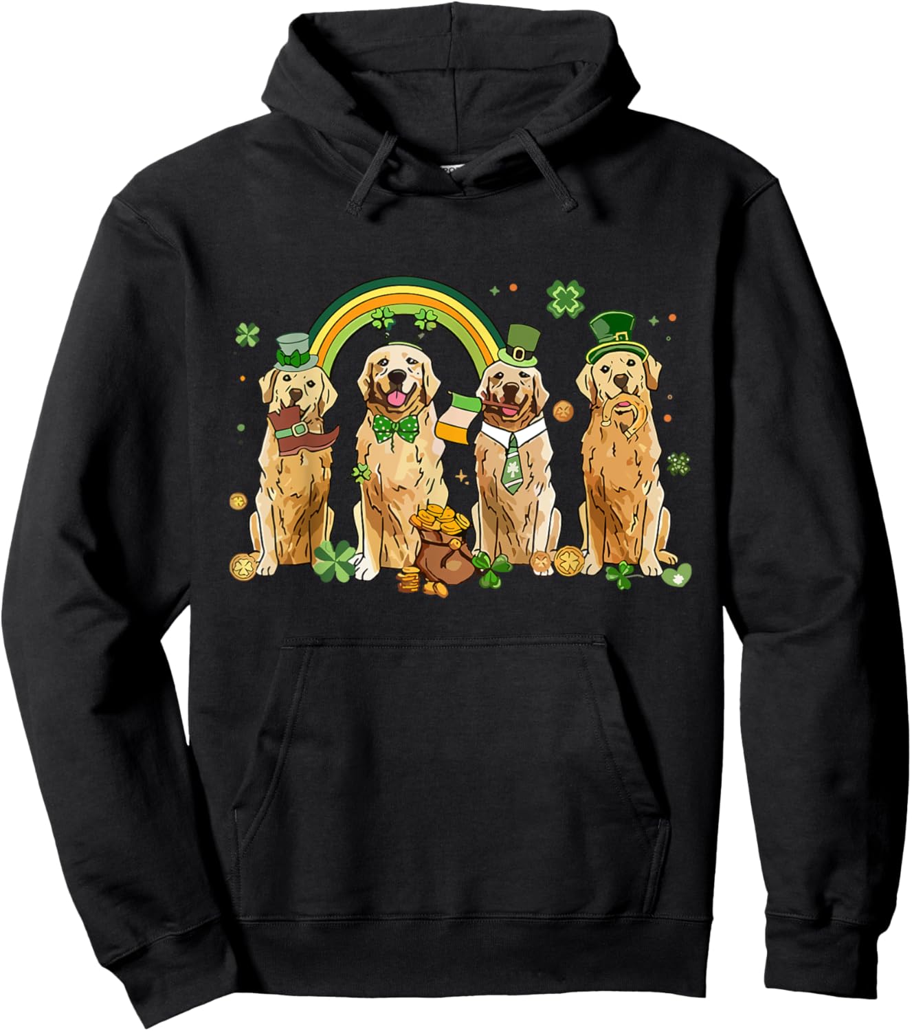 Golden Retriever St Patrick's Day Shamrock Golden Dog Mom Women Hoodie - Hoodie | Black