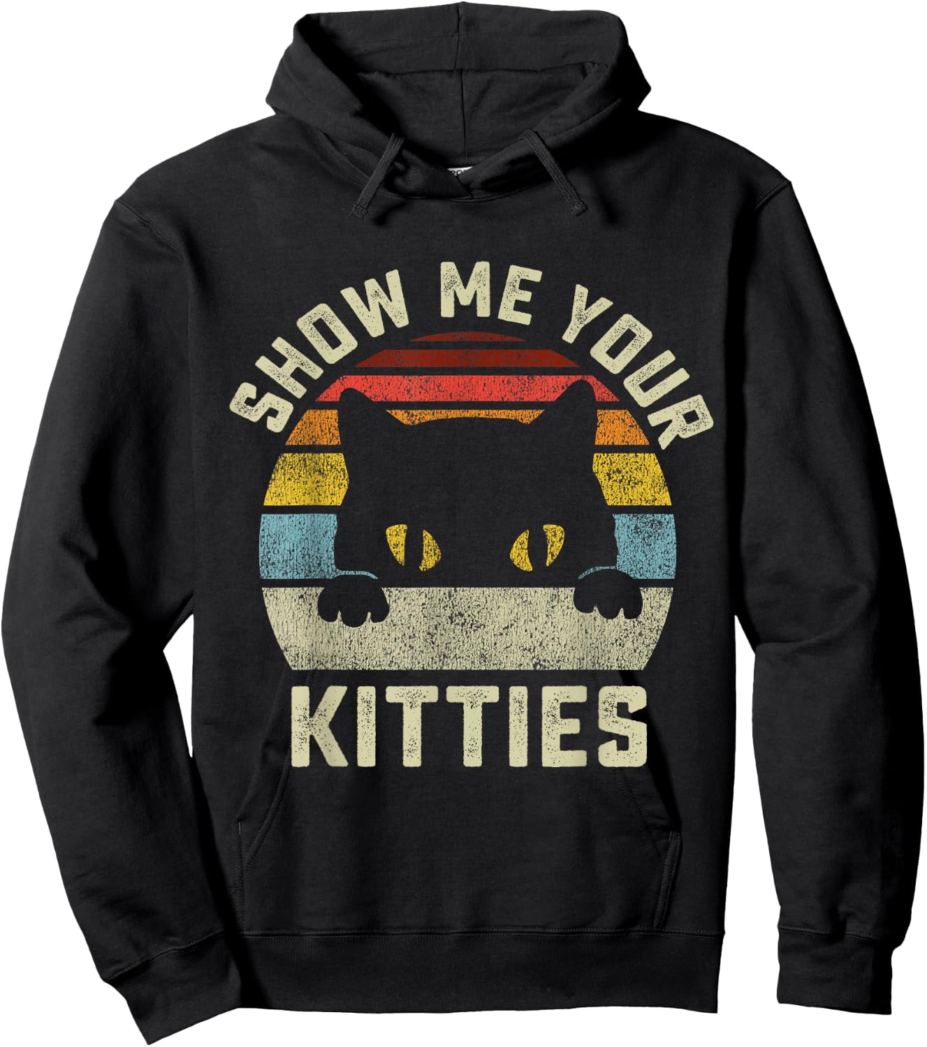 Show Me Your Kitties Vintage Retro Style Cat Mom Dad Lover Hoodie - Hoodie | Black