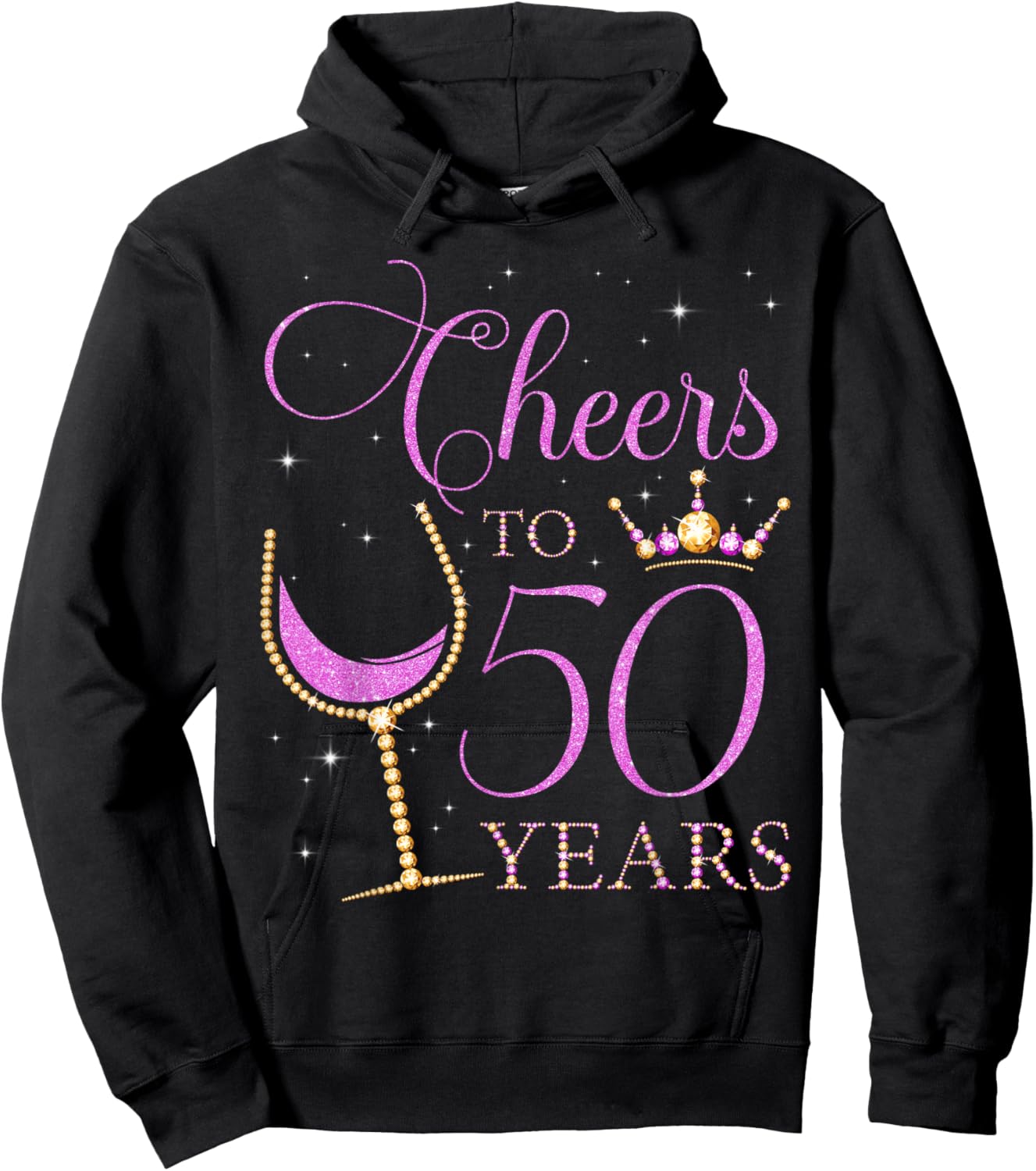 Cheers to 50 Years Old 50th Birthday Party Purple Hoodie - Hoodie | Black