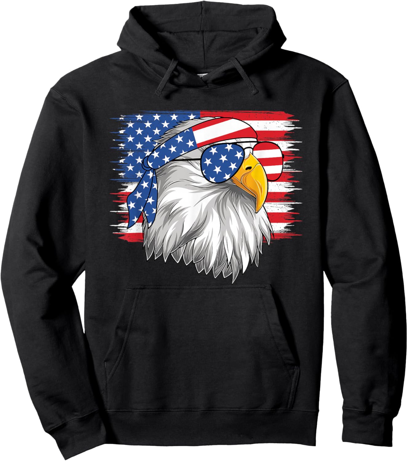 Funny 4th Of July American Flag Patriotic Eagle USA Men Boys Hoodie - Hoodie | Black