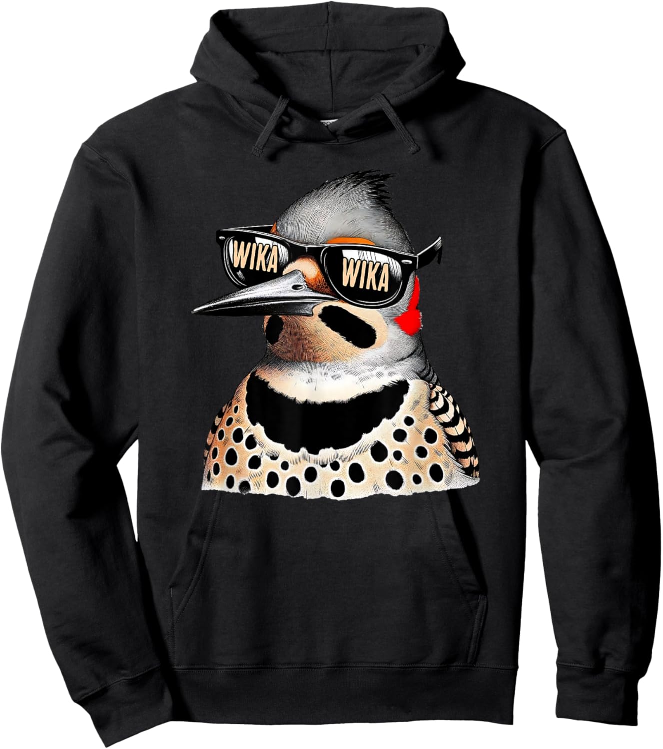 Antler & Oak Funny Northern Flicker WIka Wika for bird nerds , Small, Blue Hoodie - Hoodie | Black