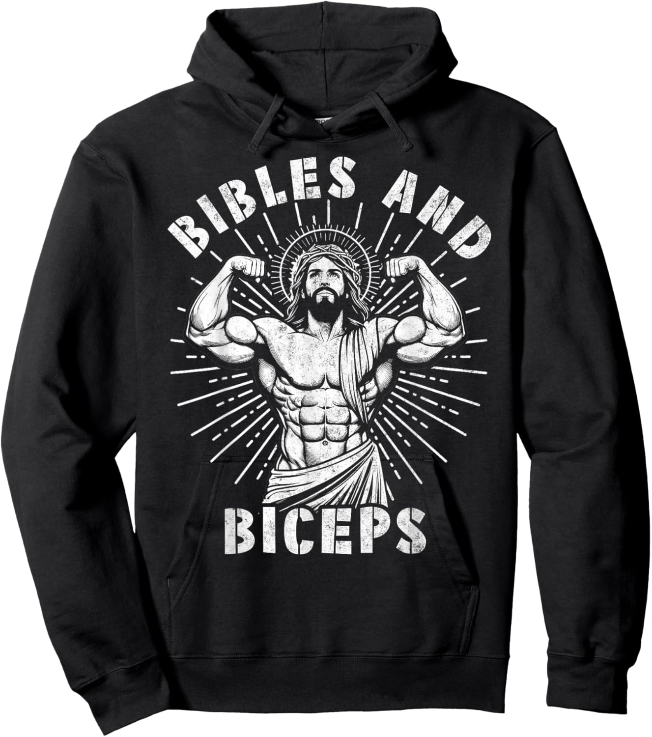 Bibles And Biceps Funny Christian Weightlifting Workout Gym Hoodie - Hoodie | Black
