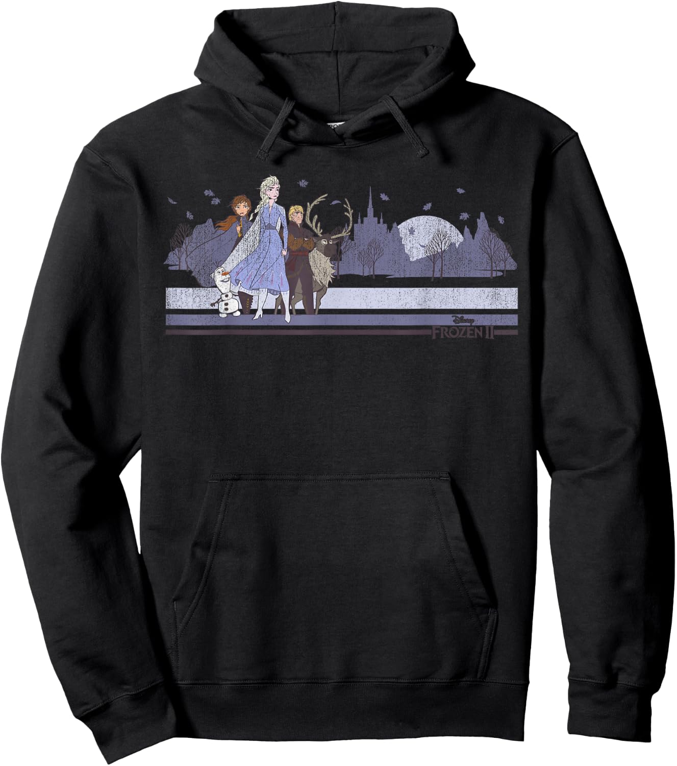 Disney Frozen 2 Group Distressed Poster Hoodie - Hoodie | Black