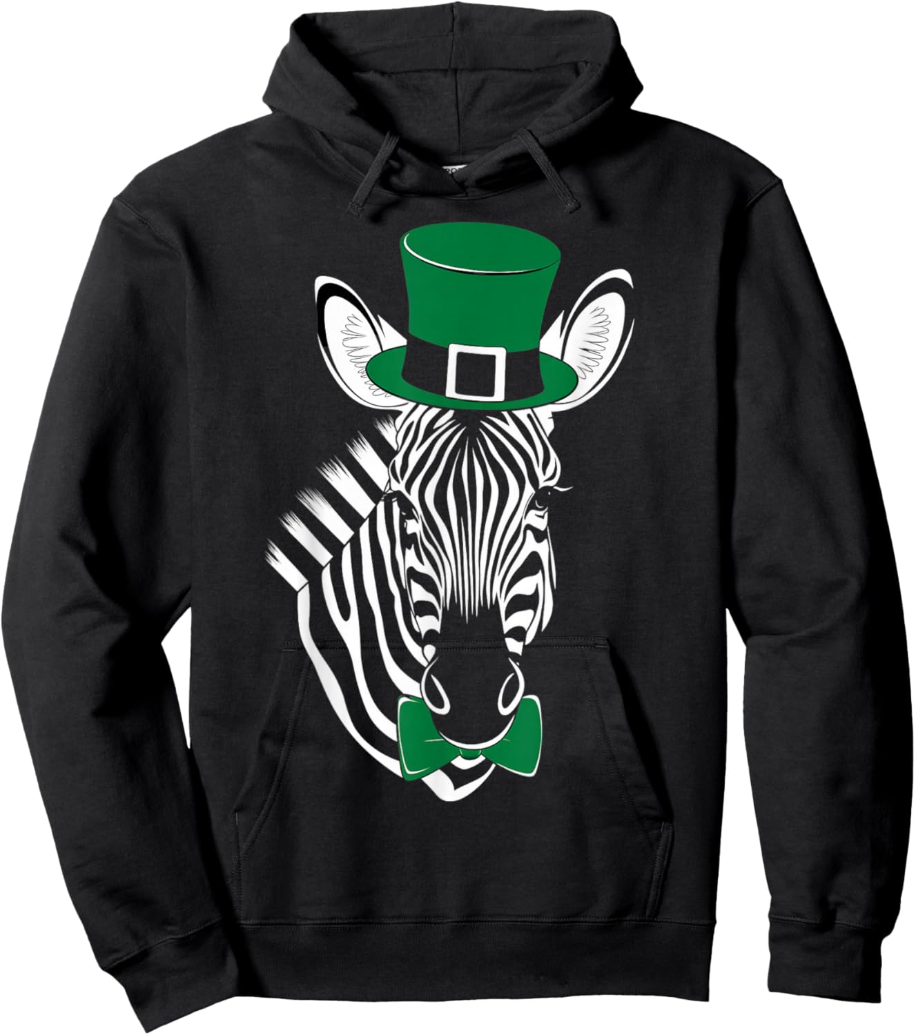 Green Zebra shamrock on St Patricks Day Zebra Hoodie - Hoodie | Black