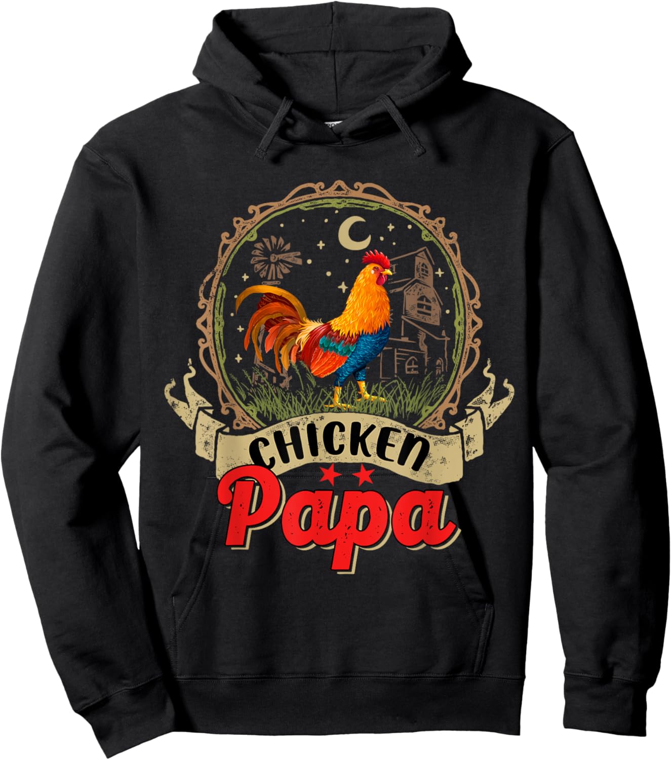 Vintage Chicken Papa Costume Chicken Lover Farmer Family Hoodie - Hoodie | Black