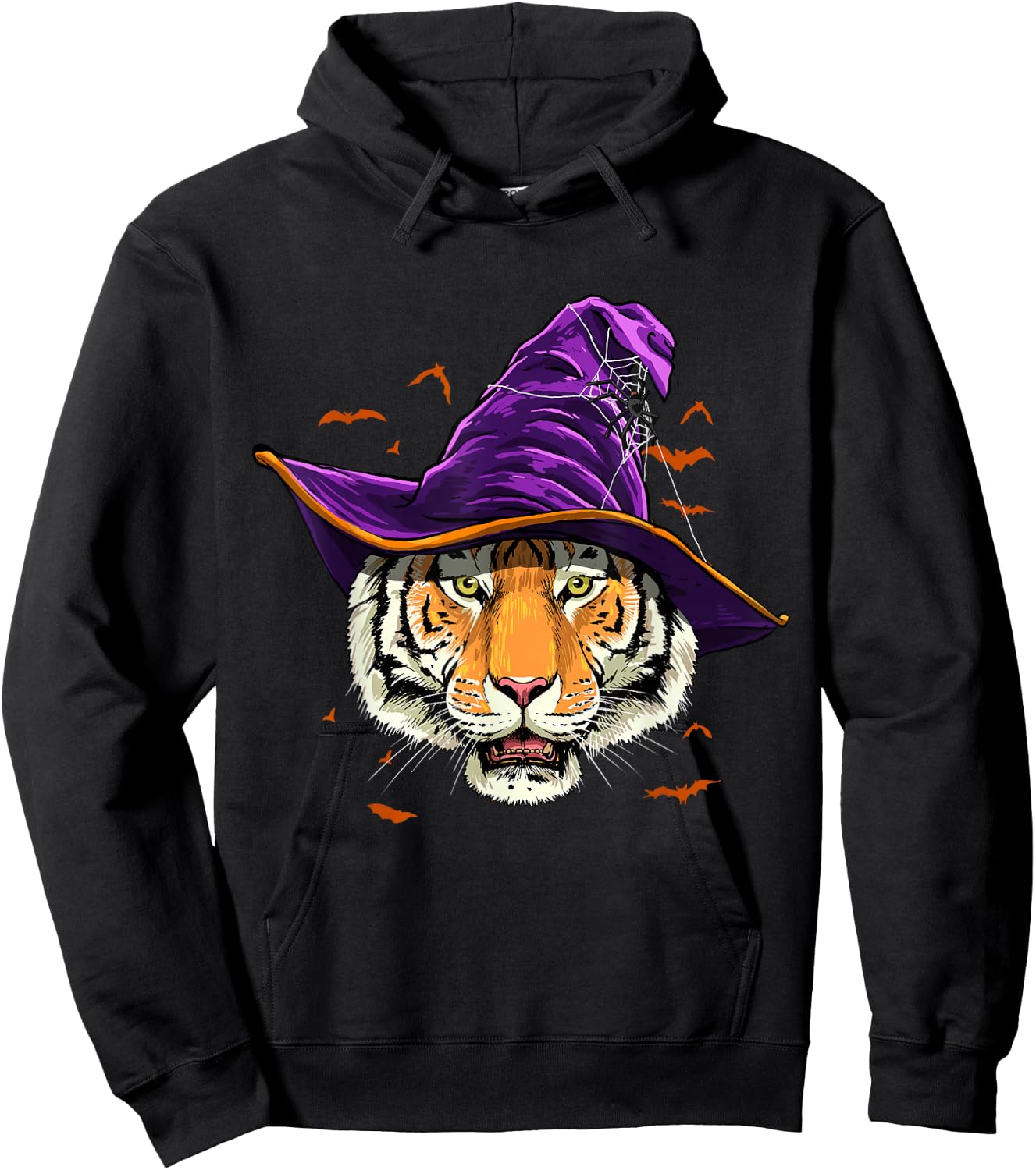 Tiger Witch Hat Funny Halloween Tiger Lover Whisperer Hoodie - Hoodie | Black