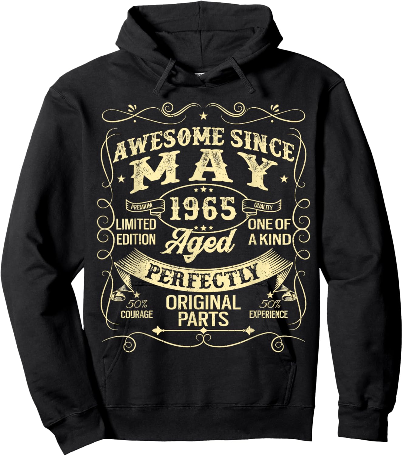 Awesome Since May 1965 Year Of Birth Birthday 1965 Vintage Hoodie - Hoodie | Black