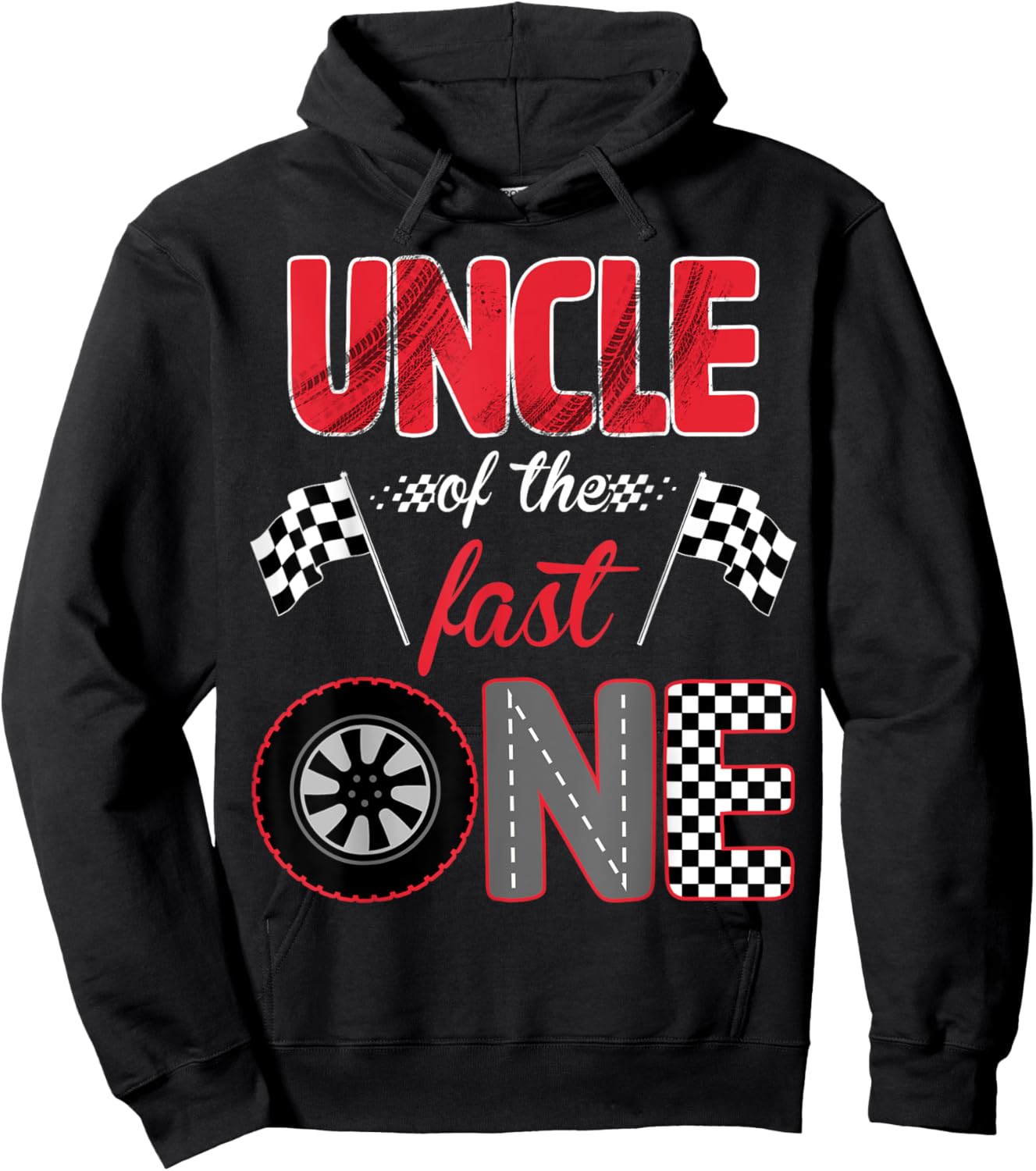 Uncle Of The Fast One Birthday 1st Race Car Family Hoodie - Hoodie | Black