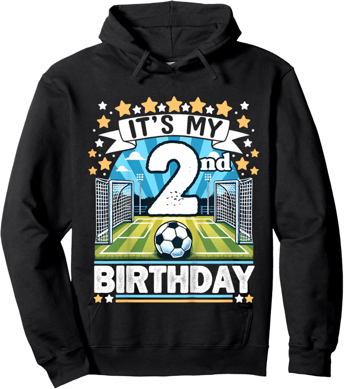 Kids It's My 2nd Birthday Soccer Football 2 Years Old Boy Player Hoodie - Hoodie | Black