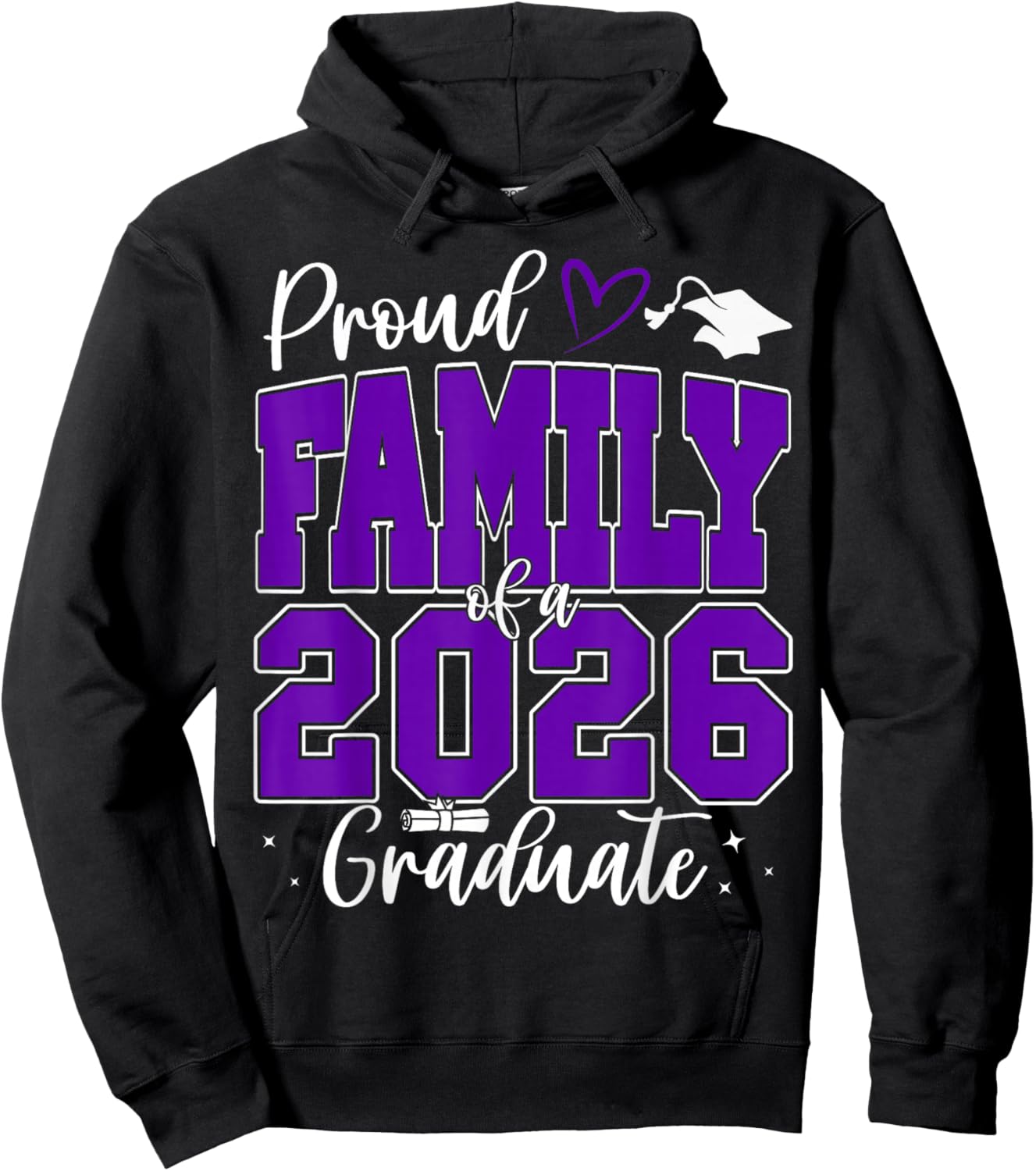Proud Family of a Class of 2026 Graduate Senior Graduation Hoodie - Hoodie | Black