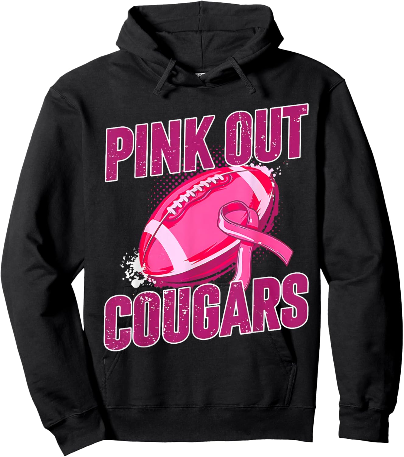 Cougars Pink Out Football Tackle Breast Cancer Hoodie - Hoodie | Black