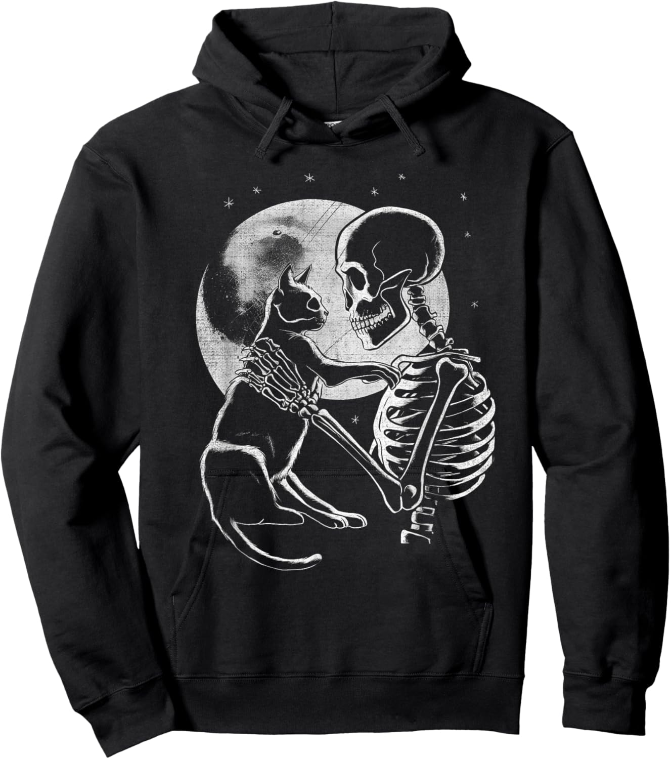 Skeleton Holding A Cat Funny Halloween Men Women Girl Kids Hoodie - Hoodie | Black