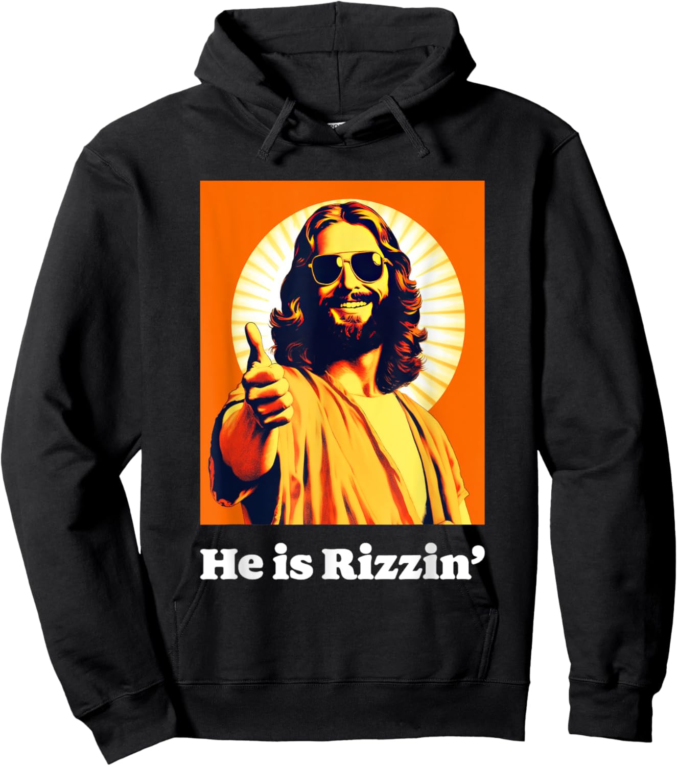 He Is Risen Cool Jesus Rizzin Funny Easter Hoodie - Hoodie | Black