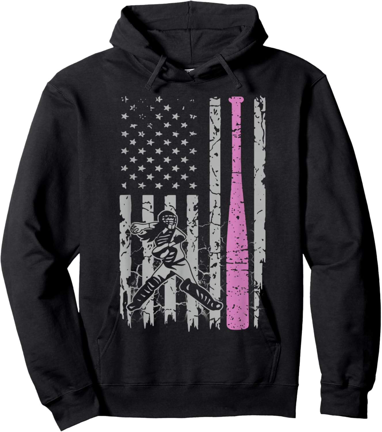 Pink Girls Softball - American Softball For Youth Girls Hoodie - Hoodie | Black