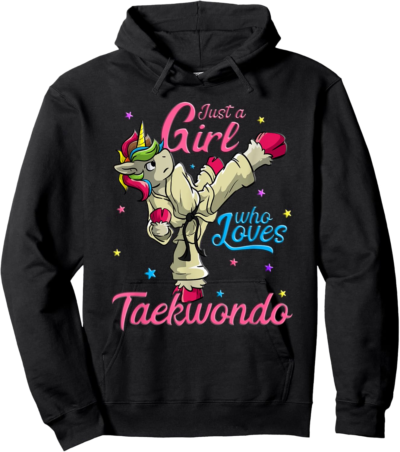 Just a Girl Who Loves Taekwondo Unicorn Tae Kwon Do Gift Hoodie - Hoodie | Black