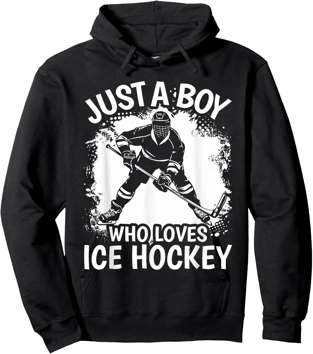 Just A Boy Who Loves Ice Hockey Vintage Boys Kids Hoodie - Hoodie | Black